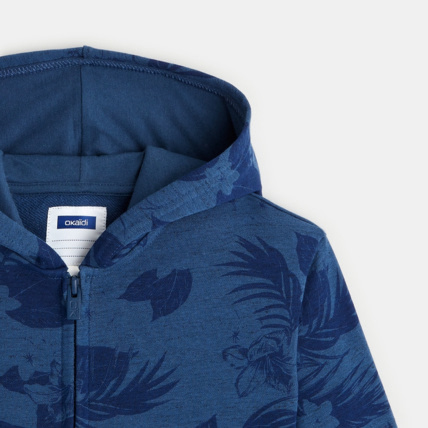 Avis Sweat molleton zippé fleuri à capuche bleu garçon OKAIDI 3