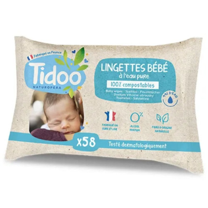 Avis Lingettes compostables à l'eau pure Tidoo 1