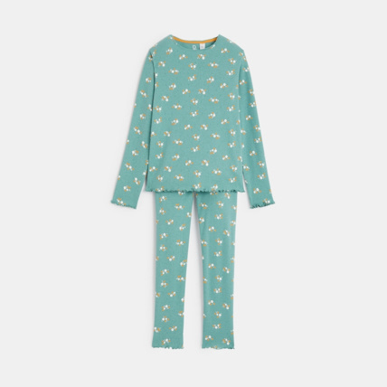 Avis Pyjama en jersey pointelle imprimé vert fille OKAIDI 2