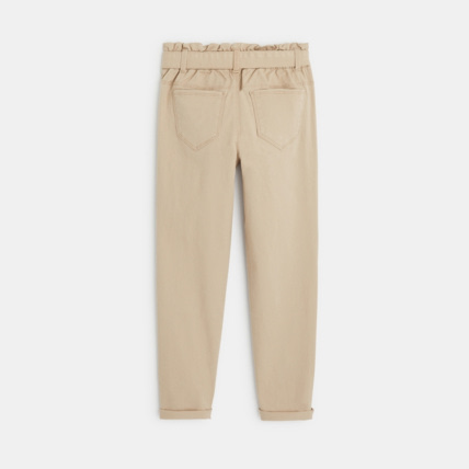 Avis Pantalon taille haute en toile beige fille OKAIDI 3