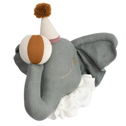 Avis Trophée mural enfant en lin, Éléphant de cirque gris Sevira Kids 1
