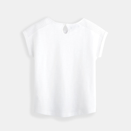 Avis T-shirt détail ajouré blanc fille OKAIDI 2