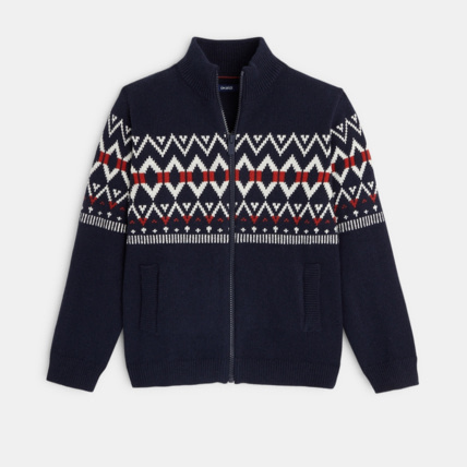 Avis Gilet en jacquard scandinave bleu garçon OKAIDI 1