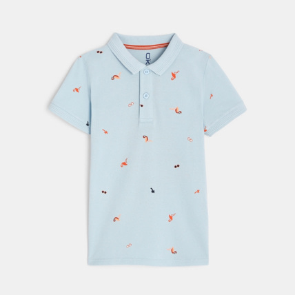 Avis Polo manches courtes imprimé bleu garçon OKAIDI 1