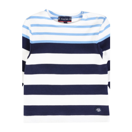 Avis Marinière tricolore Baby - coton épais - Milk/Lobelia/Marine Deep ARMOR-LUX 2