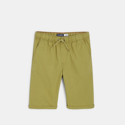 Avis Bermuda slim en toile unie vert garçon OKAIDI 1
