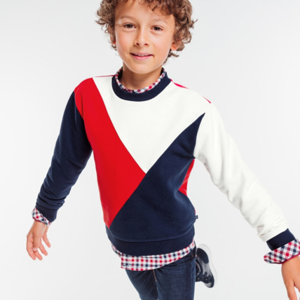 Avis Sweat-shirt tricolore colorblock rouge garçon OKAIDI 1