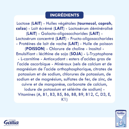 Avis Lait CALISMA 2è âge Laboratoire Gallia 7