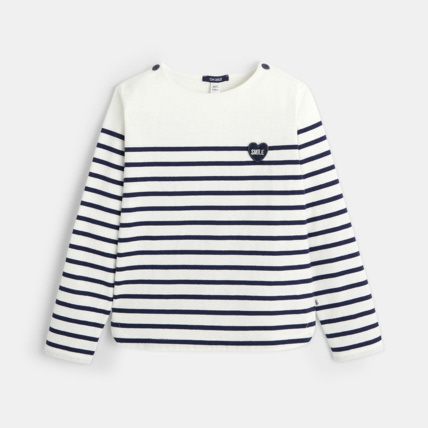 Avis T-shirt marinière à personnaliser d'un cœur bleu fille OKAIDI 1