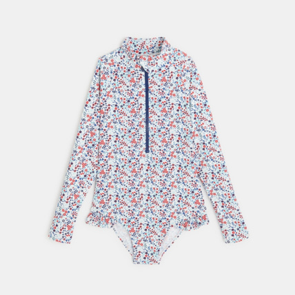 Avis Maillot de bain Combi imprimé fleuri bleu fille OKAIDI 1