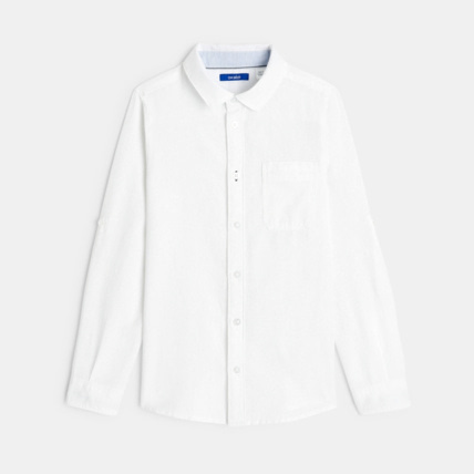 Avis Chemise unie en lin blanche garçon OKAIDI 2