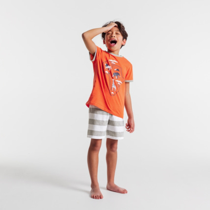 Avis Pyjama court jersey safari et rayures orange garçon OKAIDI 1