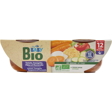 Avis Plat bébé bio - Tomate, courgette, pâtes et mozzarella MY CARREFOUR BABY 1