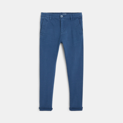 Avis Pantalon chino en twill de coton uni bleu garçon OKAIDI 1