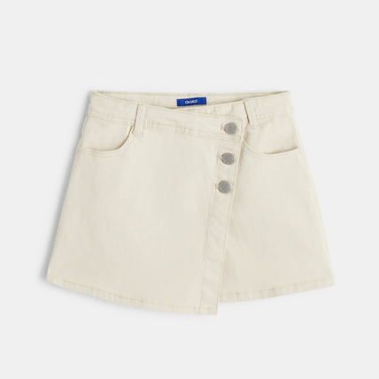 Avis Jupe-short trapèze en toile blanche fille OKAIDI 1