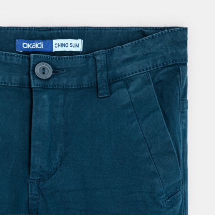 Avis Pantalon chino en twill de coton uni bleu garçon OKAIDI 2