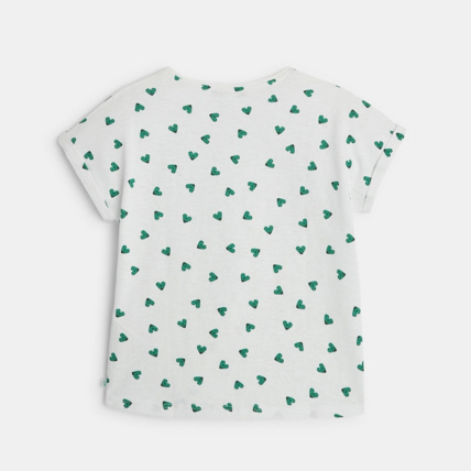 Avis T-shirt imprimé motif "petits coeurs-coccinelles" vert fille OKAIDI 4
