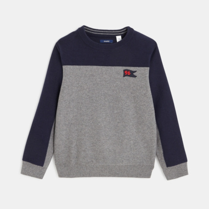 Avis Pull colorblock en tricot gris garçon OKAIDI 1