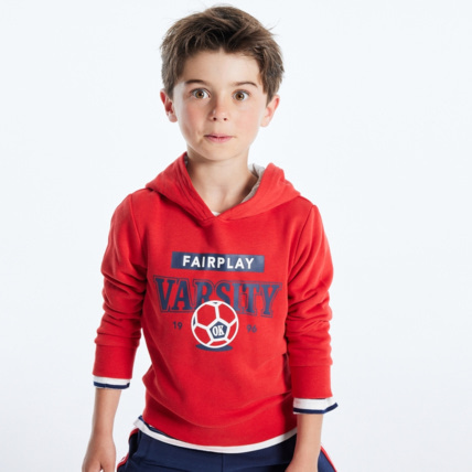 Avis Sweat-shirt à capuche à message rouge garçon OKAIDI 1