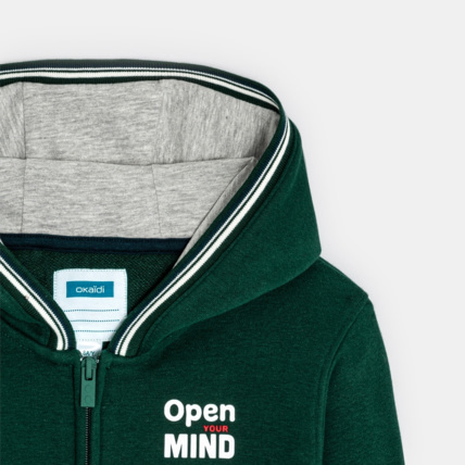 Avis Sweat-shirt à capuche "open mind" vert garçon OKAIDI 3