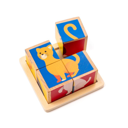 Avis 4 cubes puzzle en bois animaux Oxybul 1