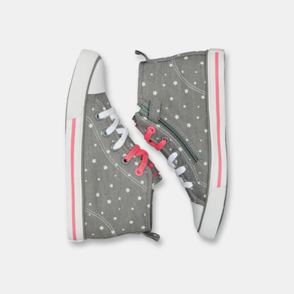 Avis Baskets toile étoiles lacets et zip grises fille OKAIDI 3