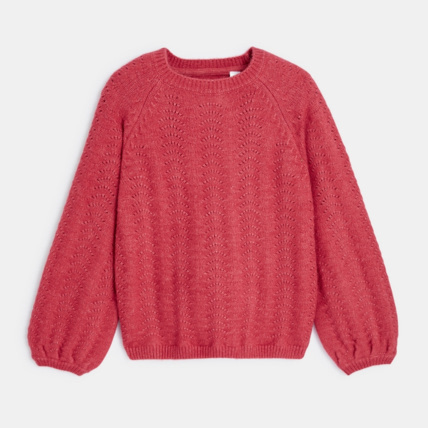 Avis Pull ajouré à manches bouffantes rose fille OKAIDI 2
