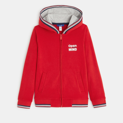 Avis Sweat-shirt à capuche "open mind" rouge garçon OKAIDI 1