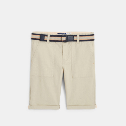 Avis Bermuda en toile ceinturé beige garçon OKAIDI 1