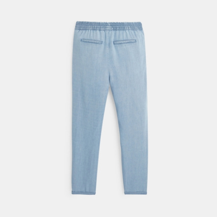 Avis Pantalon carrot en jean léger bleu fille OKAIDI 4