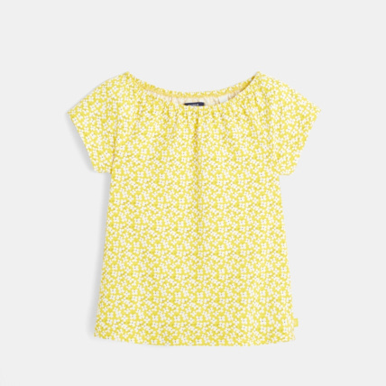 Avis T-shirt imprimé fleuri jaune fille OKAIDI 1