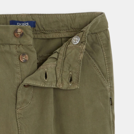 Avis Pantalon cargo en toile unie vert fille OKAIDI 2