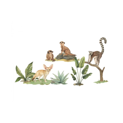 Avis Stickers fennec, lémuriens et prairie Mon Lit Cabane 1
