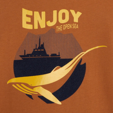 Avis T-shirt manches longues à message et motif baleine marron garçon OKAIDI 2