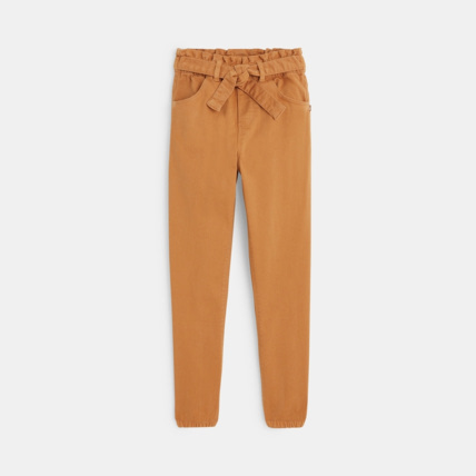 Avis Pantalon en toile unie ceinturé marron fille OKAIDI 1