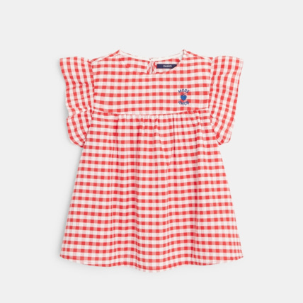 Avis Blouse à carreaux et manches volantées rouge fille OKAIDI 2