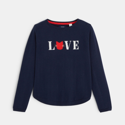 Avis Pull en maille fine LOVE bleu fille OKAIDI 2