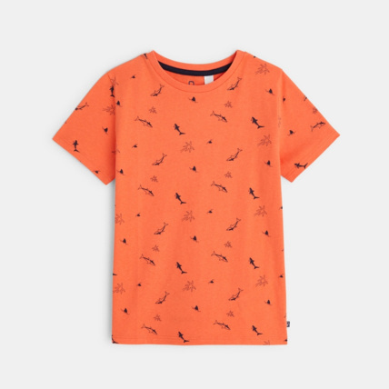 Avis T-shirt imprimé de petits motifs requins orange garçon OKAIDI 2