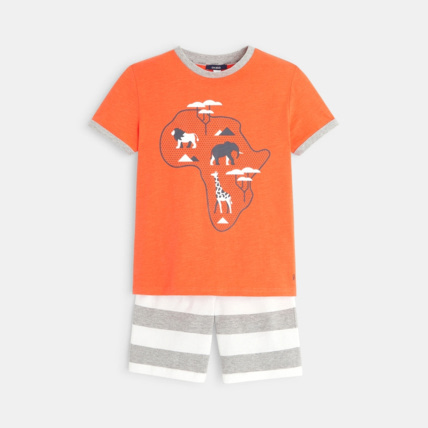 Avis Pyjama court jersey safari et rayures orange garçon OKAIDI 2