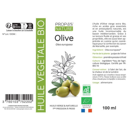 Avis Huile végétale d'olive Bio Propos'Nature 2