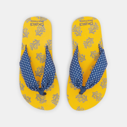 Avis Tongs coraux bride tissu jaunes fille OKAIDI 2