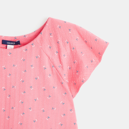 Avis T-shirt gaufré à petits motifs Cerises rose fille OKAIDI 2