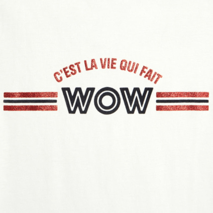 Avis T-shirt motif pop pailleté beige fille OKAIDI 2