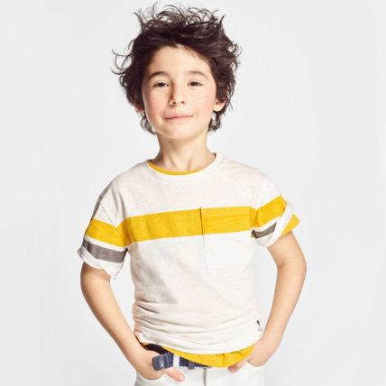 Avis T-shirt over size à rayures jaune garçon OKAIDI 2