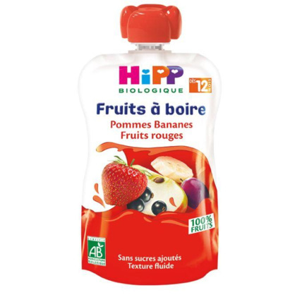 Avis Gourde Pommes Bananes Fruits Rouges - 1 gourde x 120ml - dès 12 mois HIPP 1
