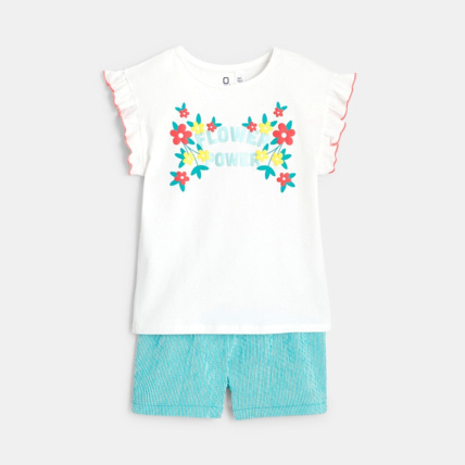 Avis Pyjama d'été 2 pièces "Flower Power" blanc fille OKAIDI 1