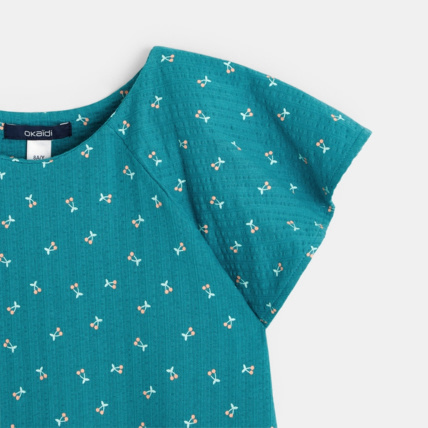Avis T-shirt gaufré à petits motifs vert fille OKAIDI 2