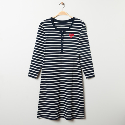 Avis Chemise de nuit de grossesse et d'allaitement à rayures - Bleu foncé Prémaman 1
