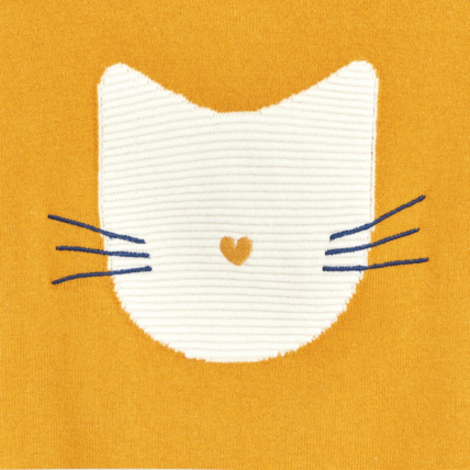 Avis Pull en maille fine motif chaton jaune fille OKAIDI 3