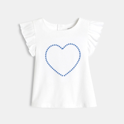 Avis T-shirt manches volantées cœur brodé OBAÏBI 1